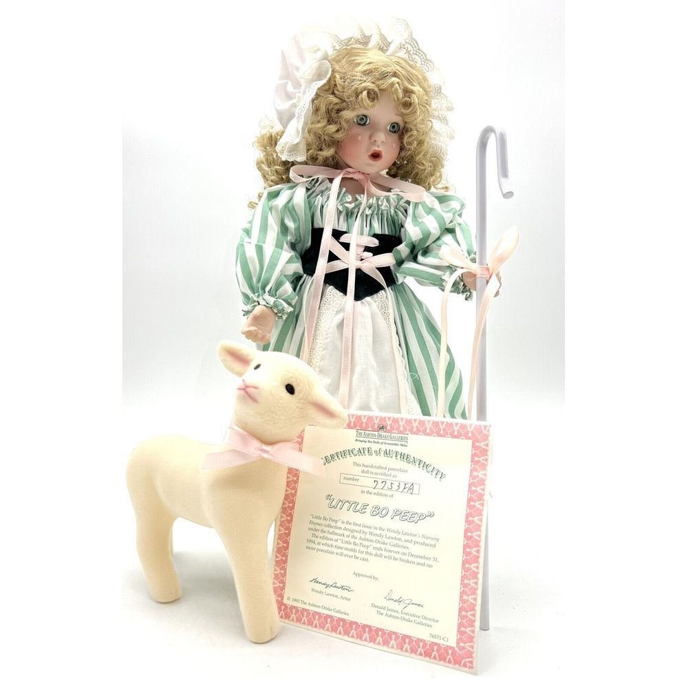 Ashton Drake Galleries Little Bo Peep Porcelain Doll Vintage 15" Wendy Lawton‎